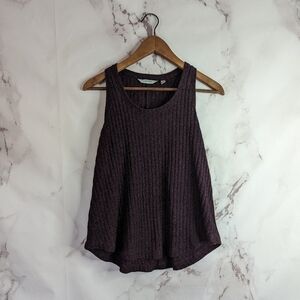 Athleta Crop Tank Racerback Rib Sweater Top Burgendy Purple Tiburon